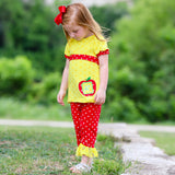 Big Girls Back to School Apple Yellow 2 piece Set Outfit sz 8