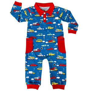 Automobile Cars Trucks Long Sleeve Baby/Toddler Boys Romper Toddler