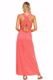 Women's Halter Maxi Dress with Cross Back Straps