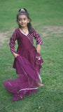 Maroon Kurta and  dhoti Kids Set (set of 3)