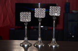 Vibhsa Crystal Aluminium Candle Holder Set of 3