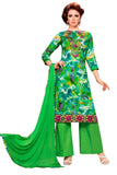 Green Glaze Cotton Embroidered Party Wear Dress