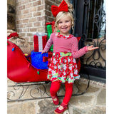 AnnLoren Little & Big Girls Boutique Red Christmas Floral Holiday