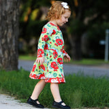 AnnLoren Girls Boutique Holiday Christmas Floral Cotton Winter Dress