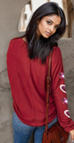 Heart Sequin Round Neck Long Sleeve T-Shirt