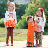 AnnLoren Big Little Girls Autumn Turkey Tunic & Leggings Holiday