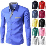 Mens Long Sleeve Button Front Shirt with Front Collar Details