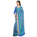 Crepe Fabric Blue Color Saree with Blouse