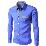 Mens Long Sleeve Button Front Shirt with Front Collar Details