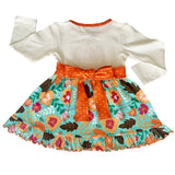 Girls Vibrant Autumn Floral Pumpkin Thanksgiving Dress & Leggings