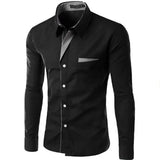 Mens Long Sleeve Button Front Shirt with Front Collar Details