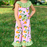 AnnLoren Girls Pretty as a Peach Capri Jumpsuit One Piece Outfit