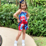 AnnLoren Girls Tie Dye 4th of July Shorts Jumpsuit Summer Romper