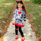 AnnLoren Girls Valentine's Day Heart Tie Dye Outfit Dress and Black