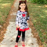 AnnLoren Girls Valentine's Day Heart Tie Dye Outfit Dress and Black