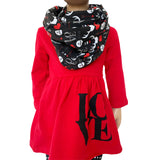 Girls Valentine's Day LOVE Red Long Sleeve Tunic Leggings & Scarf