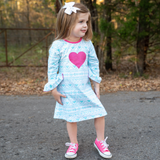 AL Limited Girls Boutique Blue & Pink Heart Soft Cotton Long Sleeve