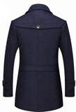 Mens Layered Collar Button Front Mid Length Coat