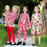 AnnLoren Little & Big Girls Boutique Red Christmas Floral Holiday