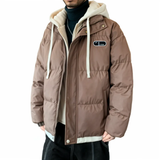 Mens Layered Look Hooded Puffer Jacket