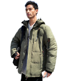 Mens High Collar Puffer Jacket With Removable Hood