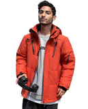 Mens High Collar Puffer Jacket With Removable Hood