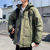 Mens High Collar Puffer Jacket With Removable Hood