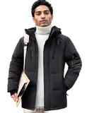 Mens High Collar Puffer Jacket With Removable Hood