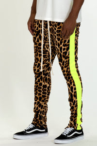 CHEETAH PRINT STRIPE TRACK PANTS