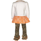 PREPACK AnnLoren Girls Autumn Orange Pumpkin Leopard Tunic