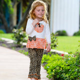 PREPACK AnnLoren Girls Autumn Orange Pumpkin Leopard Tunic