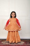 Girls cotton kurta skirt set (3pcs Set)