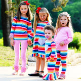 AnnLoren Baby Big Girls Boutique Long Sleeve Rainbow Ruffle Layering