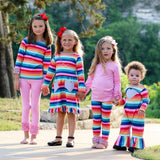 AnnLoren Little & Big Girls Boutique Rainbow Ruffle Butt Leggings