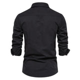 Mens Long Sleeve Dual Pockets Military Shirt