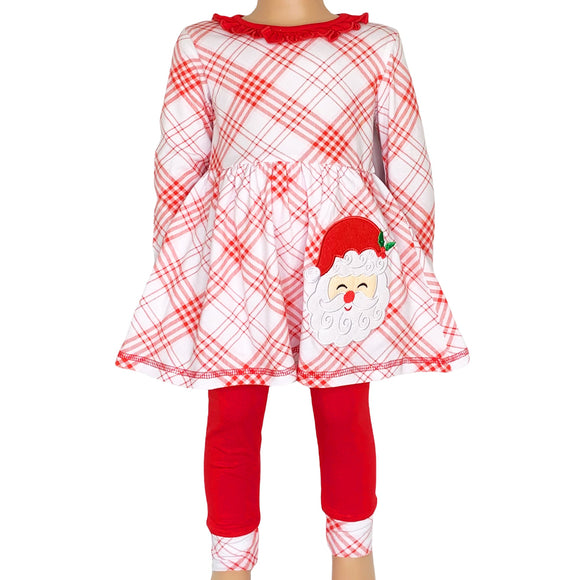 AnnLoren Girls Boutique Santa Holiday Christmas Holiday Clothing Set