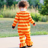 AnnLoren Baby Girls Halloween Sweet Black Cat Orange Cotton Romper