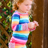 AnnLoren Baby Big Girls Boutique Long Sleeve Rainbow Ruffle Layering