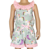 AnnLoren Little & Big Girls Jumpsuit Magical Unicorn Rainbows Spring