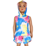 AL Limited Little & Big Girls Pastel Tie Dye Hoodie Top Shorts Camp