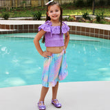 AL Limited Little & Big Girls Purple Eyelet Smocked Top and Tie Dye