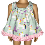 AnnLoren Baby and Big Girls Unicorn Swing Tank Top Spring Summer