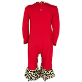 AnnLoren Baby Girls Leopard Valentines Holiday Heart Romper Outfit One