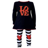 AnnLoren Girls LOVE Heart Tunic & Leggings Valentine's Day Outfit