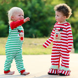 AnnLoren Baby Toddler Girls Boutique Christmas Reindeer Red Striped