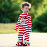 AnnLoren Baby Toddler Girls Boutique Christmas Reindeer Red Striped