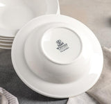 White Porcelain Deep Plate With Embossed Wide Rim 9" inch | For soup,