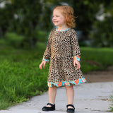 AnnLoren Little & Big Girls Long Sleeve Leopard Rose Fall Floral Dress