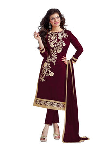 Women's embroidered chanderi dress Material