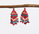 Czech Seed Beads Red Dangle Earrings